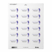 Zeepaard en zeewier blauw, roze bruiloft etiket (Full Sheet)