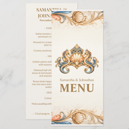Zeepaard luxe strand menu vintage kam (Voorkant / Achterkant)