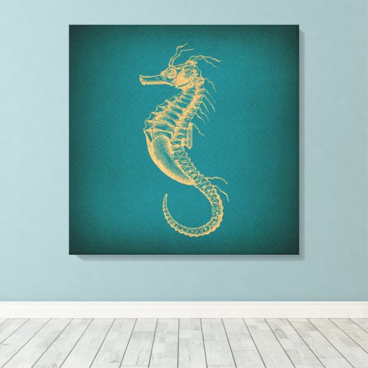 zeepaard Nautical Ocean Art Zee Horse Canvas Afdruk (Insitu (Houten vloer))