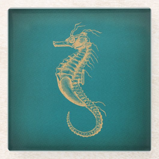zeepaard Nautical Ocean Art Zee Horse Glazen Onderzetter (Voorkant)