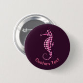 Zeepaard Roze Ronde Button 5,7 Cm (Voorkant /achterkant)