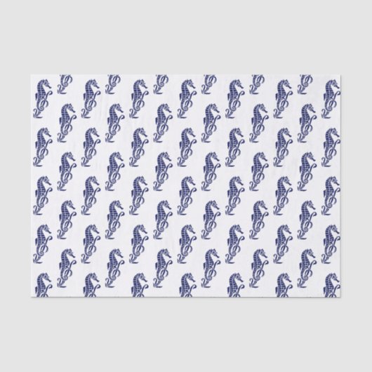 Zeepaard Silhouet #2 Strand Thema - Blauw Tissuepapier (Voorkant)