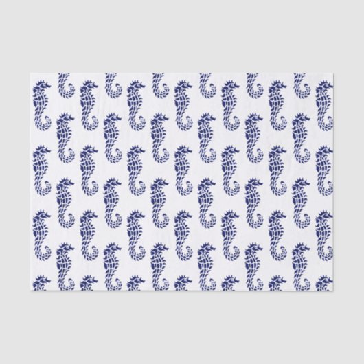 Zeepaard Silhouet Strand Thema - Blauw Tissuepapier (Voorkant)