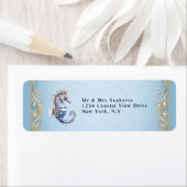 Zeepaard strand bruiloft retouradresstickers etiket (Insitu)