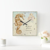 Zeepaard Strand Persoonlijk Huwelijkscadeau Vierkante Klok (Huis)