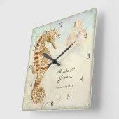 Zeepaard Strand Persoonlijk Huwelijkscadeau Vierkante Klok (Hoek)