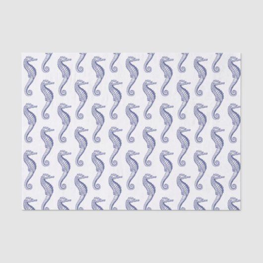 Zeepaard Strand Thema - Blauw Tissuepapier (Voorkant)