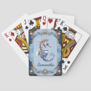 Zeepaard strand thema blauwe ivoren spelletjes avo pokerkaarten