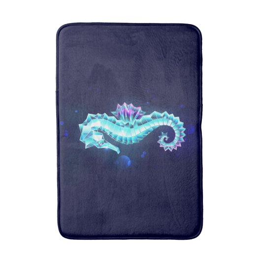 Zeepaard van kristal ijs op blauwe achtergrond badmat (Voorkant Verticaal)