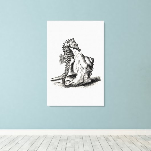  zeepaard Zee Horse Trumpet Shell Beach Canvas Afdruk (Insitu (Houten vloer))