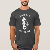 Zeepaardanker eerste stuurman boot of naam grijs t-shirt (Voorkant)