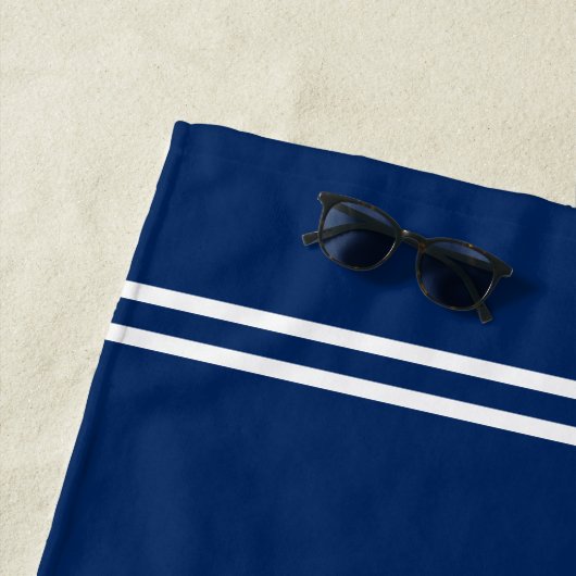 Zeepaardanker met Bootnaam Marine Blauw Strandlaken (In situ)