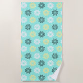 Zeepaardbloemen Aqua Beach Handdoek (Voorkant)