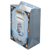 Zeepaarden blauwe strand thema viering medium cadeauzakje (Achterkant Gekanteld)