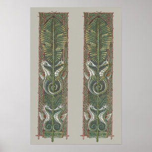 Zeepaarden en Zeewier, Vintage Art Nouveau Poster