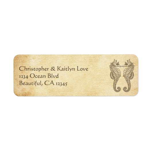 zeepaarden in Love Ocean Beach Address Etiket (Voorkant)