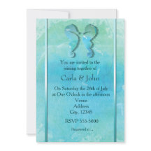 Zeepaarden Koppel Waterverf Strand Trouw Uitnodigi