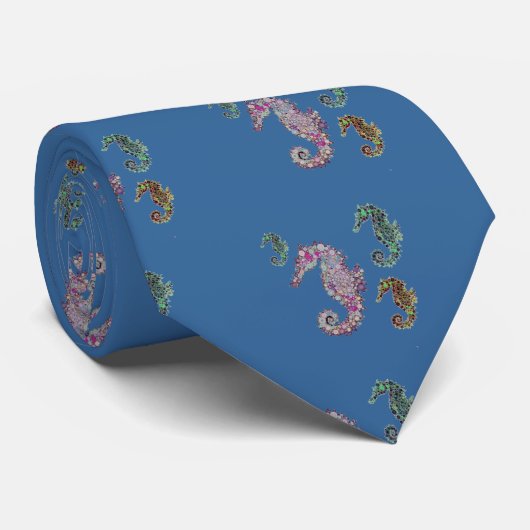 Zeepaarden Kunst van LeahG Stropdas (Opgerold)