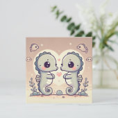 Zeepaarden Liefdeskaart Feestdagenkaart (Staand voorkant)