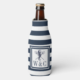 Zeepaarden Nautisch Monogram Navy Blauwe Streep Fl Flesjeskoeler