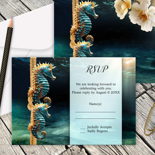 Zeepaarden Nautische Trouw RSVP Kaartje