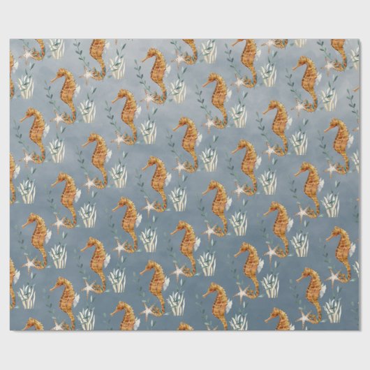 zeepaarden onder het diepblauw Zee Cadeaupapier (Vlak)