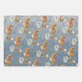 zeepaarden onder het diepblauw Zee Inpakpapier Vel (Voorkant)