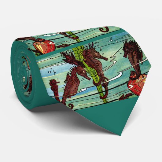 zeepaarden print stropdas (Opgerold)