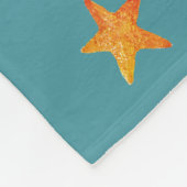 Zeepaarden, schelpen en zeeen sterren op blauwgroe fleece deken (Hoek)