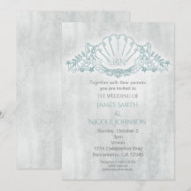 Zeepaarden & Strand Bruiloft Uitnodigingen met Sch