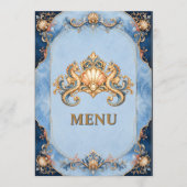 Zeepaarden strand schelp bruiloft menu vintage sch (Voorkant)