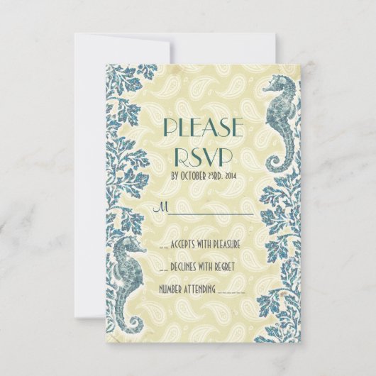 zeepaarden strandbruiloft RSVP (Voorkant)