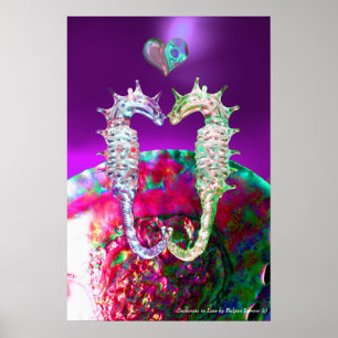 ZEepaARDEN VERLIEFDE ROZE BLAUW PAARS PARELMOER Poster