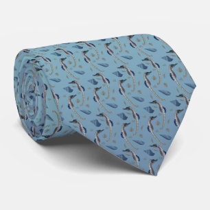 Zeepaarden Vreugde Dubbelzijdige Print Tie (Blauw  Stropdas