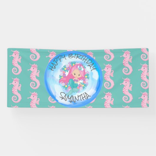 Zeepaardenbanner van de soort Mermaid Zee Spandoek (Horizontaal)