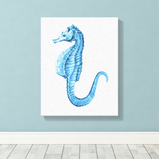 Zeepaardenblauwe waterverf aan de kust canvas afdruk (Insitu (Houten vloer))