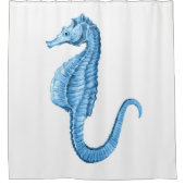 Zeepaardenblauwe waterverf aan de kust douchegordijn (Voorkant)