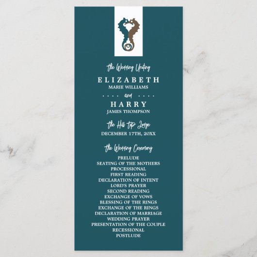 Zeepaardenromance, strandhuwelijksprogramma programmakaart (Voorkant)