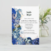 Zeepaardenschelp van zee blauw oranje vlinderchic kaart (Staand voorkant)