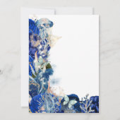 Zeepaardenschelp van zee blauw oranje vlinderchic kaart (Achterkant)