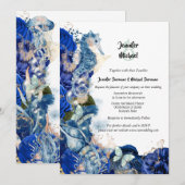 Zeepaardenschelp van zee blauw oranje vlinderchic kaart (Voorkant / Achterkant)