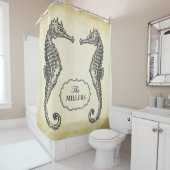  zeepaardfamilie naam Antiek oude textuur Douchegordijn (In situ)