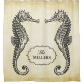  zeepaardfamilie naam Antiek oude textuur Douchegordijn (Voorkant)