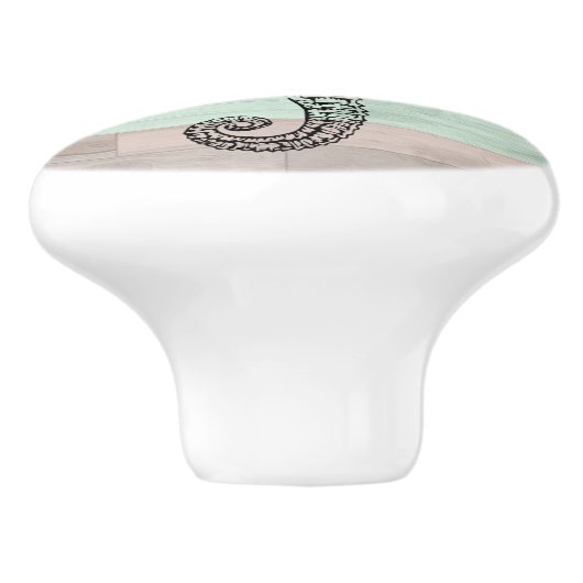 Zeepaardhout nautische strand schelpen blauwe perz keramische knop (Zijkant)