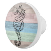 Zeepaardhout nautische strand schelpen blauwe perz keramische knop (Rechts)