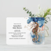 Zeepaardillustratie marine sinaasappel gouden wate kaart (Staand voorkant)