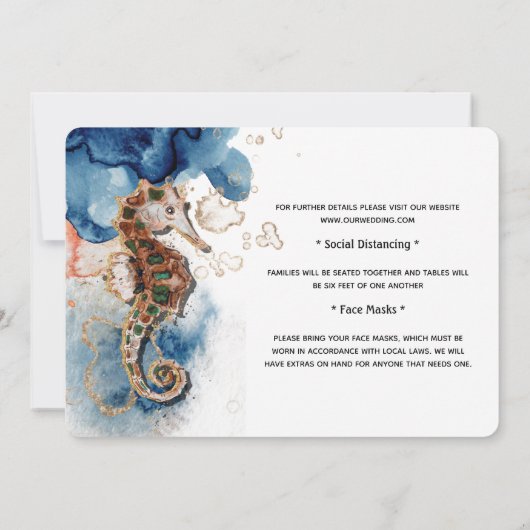 Zeepaardillustratie marine sinaasappel gouden wate kaart (Achterkant)