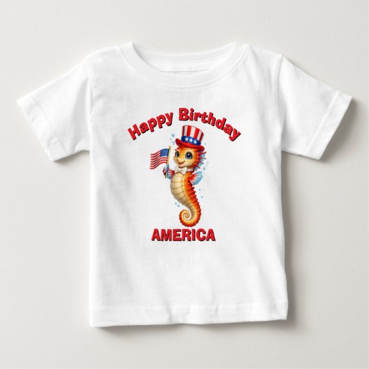 Zeepaardje (7a) Patriottisch Kinder T-Shirt (Voorkant)