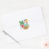 Zeepaardje Ananas Mele Kalikimaka Strand Kerstmis Vierkante Sticker (Envelop)