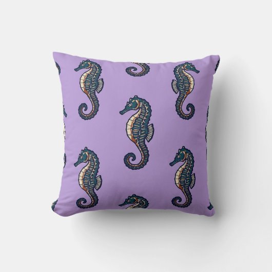 Zeepaardje Batik Kussenhoes Lavendel Kussen (Voorkant)